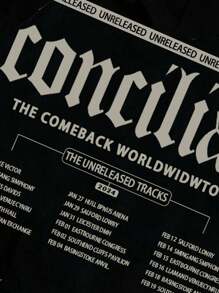 Lonblece 1 件男士哥特式英文文字印花连帽衫，复古风格，适合日常穿着，秋冬季 - 黑色 - 查看 6