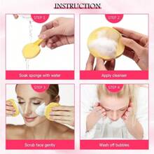 12pcs Compressed Facial Sponge For Estheticians Face Cleansing Sponge Makeup Removal Sponge Pad Exfoliating Spa Wash Round Face Sponge - Multicolor - View 4
