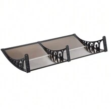 Pensilina marrone per porte d'ingresso Tetto in PC e alluminio, tenda da sole per finestre, protezione del tetto da pioggia e raggi UV, montata su una finestra, una porta finestra, una vetrina o semplicemente su un balcone