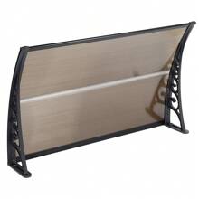 Pensilina marrone per porte d'ingresso Tetto in PC e alluminio, tenda da sole per finestre, protezione del tetto da pioggia e raggi UV, montata su una finestra, una porta finestra, una vetrina o semplicemente su un balcone