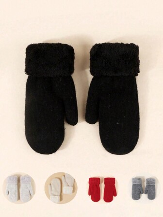 1 Pair Unisex Y2K Style Fashionable Faux Wool Warm Gloves, Versatile For Street Party, Outdoor Activities, Autumn/Winter