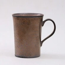 复古陶瓷咖啡杯碟套装，高品质厚陶瓷杯，家用拿铁奶泡杯，情侣水杯 - 棕色-鎏金馬克杯 - 查看 18