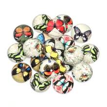 10 cái/gói thủy tinh Cabochon Giáng sinh các loại, cây tròn, mèo, chó, bướm, thẻ trang sức in hình hươu, đá, đồ thủ công DIY - Trộn màu ngẫu nhiên - Xem 12