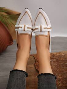 女士夏季尖头网眼平底透气一脚蹬软底防滑百搭韩版网鞋 - 米色 - 查看 2