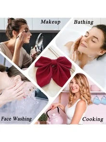Kẹp tóc nơ lớn cho nữ - Kẹp tóc nơ kim loại màu trơn Kẹp tóc kiểu Pháp Kẹp tóc nơ đuôi ngắn Kẹp tóc satin cổ điển Phụ kiện tóc Phụ kiện 2 món Đỏ tía - đỏ tía - Xem 5