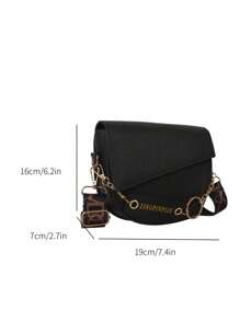 Women Shoulder Diagonal Cross-Body Saddle Shoulder Bag - Black - View 2