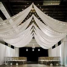 1 pezzo Tenda in voile traslucida bianca/nera/colore champagne, per diversi usi di decorazione per cerimonie e ricevimenti, tessuto trasparente per decorazioni matrimoniali, forniture per matrimoni, sfondo per matrimoni, regalo per San Valentino