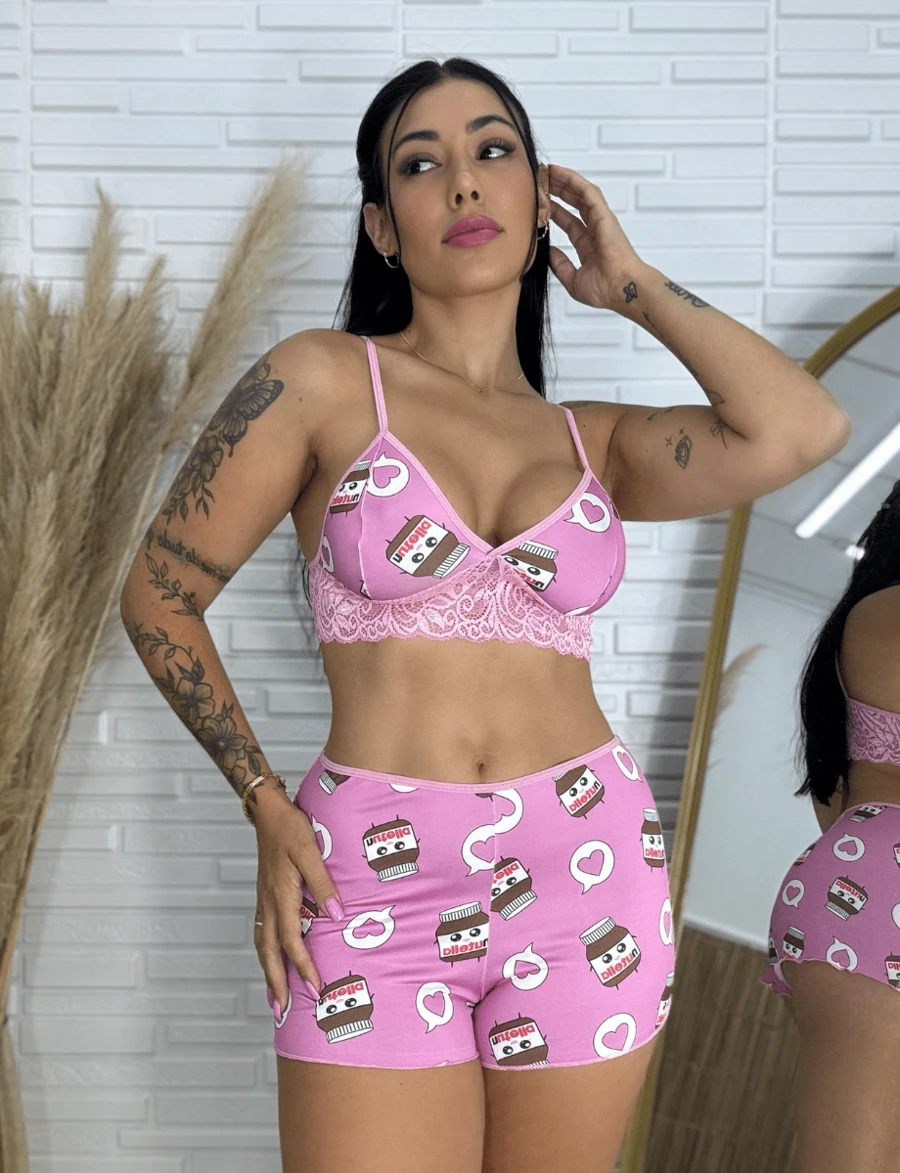 Short Doll Women's Pajamas Printed Cropped Assorted Print - 彩色 - 查看 1