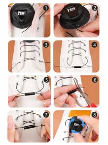 1 对旋转按钮可调节弹性鞋带，自动系带运动鞋鞋带，带快速调节旋钮，适合懒散人士 - 黑色 - 查看 4