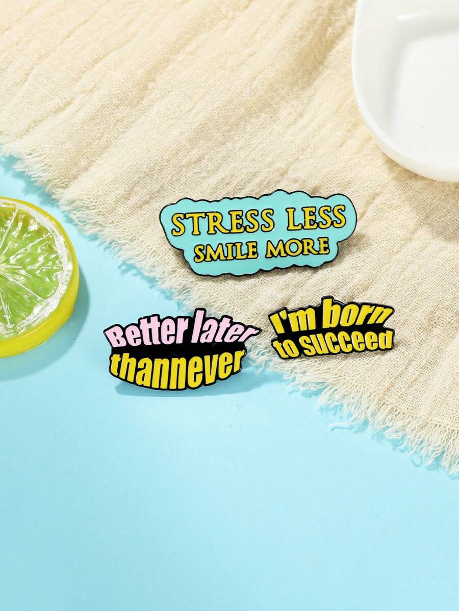 1 chiếc trâm cài áo hình chữ sáng tạo, ghim giày bằng hợp kim hình giọt dầu, phụ kiện túi đựng quần áo, quà tặng thú vị cho bạn bè - Nhiều màu - Xem 1