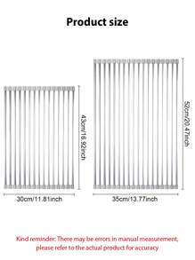 1pc, Roll Up Dish Drying Rack, Over The Sink Stainless Steel Multifunctional Dish Drain Rack, Portable Stainless Steel Rolling Rack, Sink Rack Mat, Kitchen Tools - Multicolor - View 7