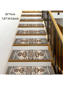 楼梯踏板防滑适用于室内木质台阶，15 件装自粘式楼梯地毯踏板，可重复使用的楼梯踏步边缘楼梯踏板适用于儿童和狗节日装饰拉玛礼物生日毕业