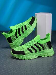 Women's Perforated Breathable Knit Sneakers, Casual Athletic Running Shoes For All Season