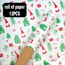 TIMBLESSING 10 PIÈCES/12 PIÈCES Rouleaux de papier cadeau de Noël, papier fin sans pli, avec des designs incluant le renne, le sapin de Noël, le flocon de neige, en couleurs or et argent. Convient pour Noël, Nouvel An, Saint-Valentin, fêtes, cadeaux, décorations, etc.
