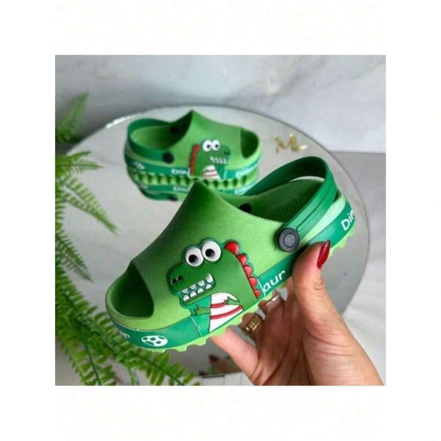 Crok Babuche Sandal Baby Boy Dinosaur Male Cute Child Lightweight Comfortable Slide Slipper JstRoupasBR - 綠色 - 查看 1