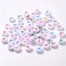 100颗圆形字母珠，亚克力字母数字珠，心形珠，用于珠宝制作DIY项链手链（7x4毫米） - 4*7mm珠子 - 查看 61