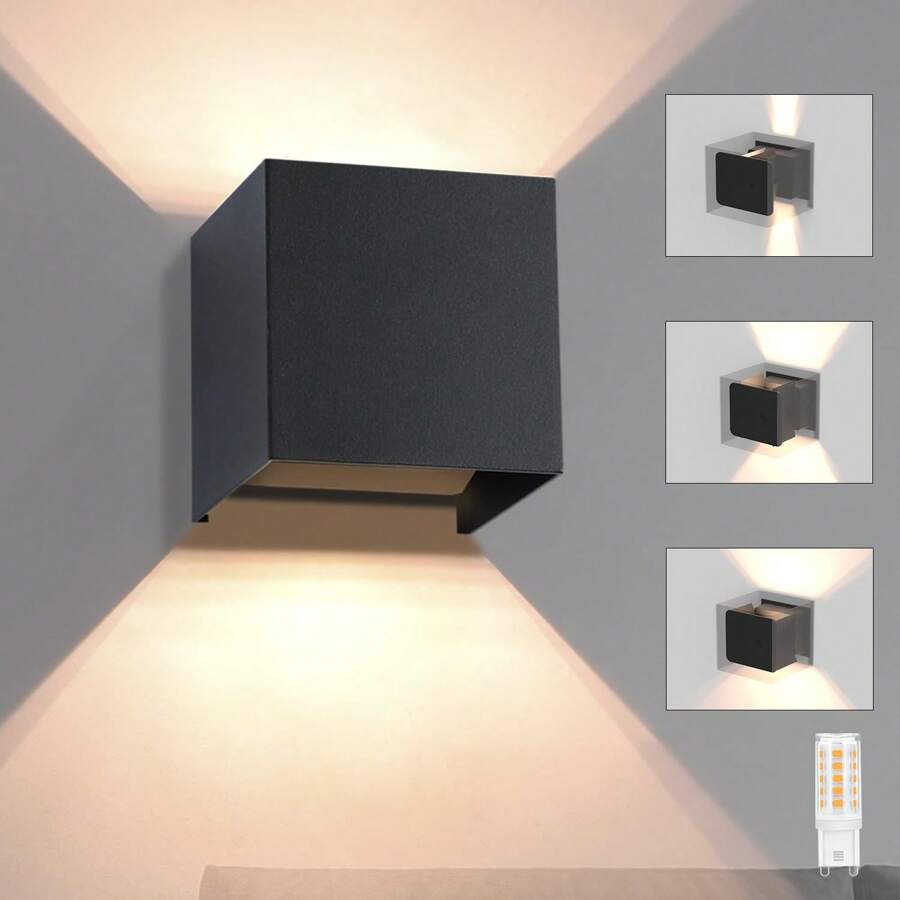 ZMH LED Wandleuchte Innen Wandlampe -1/2/4ER Set Außenwandleuchten Grau/Schwarz/Schwarz Gold/weiß Aussenlampe Aussen Wandbeleuchtung Außenlampe Up Down Außenleuchte IP65 Außenbeleuchtung 3000K Warmweiß für Hauswand Garten
