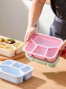 4-Compartment Rectangular Lunch Box, Outdoor Travel Food Storage Container, Portable Bento Box For Office Work - Multicolor - View 4