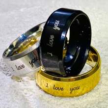 [定制] 带有您和他们的名字的个性化戒指 - 独特的雕刻文字，抛光且耐用的设计 - 为情侣、家人和朋友、生日、婚礼、毕业典礼、圣诞节定制礼物 - 多色 - 查看 3