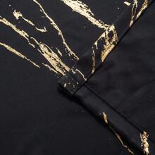 2 Stücke Schwarz & Gold Marmor Muster Vorhänge, geeignet für Wohnzimmer, Schlafzimmer, Alltagsgebrauch, Partys, Schulanfang, Weihnachten, Halloween, hergestellt aus Polyester mit guter Abdunkelungswirkung, leicht, luxuriöser nordischer Stil, maschinenwaschbar, verschiedene Größen erhältlich