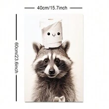 一套 1 张无框浣熊浴室墙壁艺术儿童浴室艺术儿童浴室动物浴室装饰浣熊艺术浴室墙壁艺术海报黑白浴室印刷品 - 黑色 - 查看 7