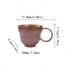 复古陶瓷咖啡杯碟套装，高品质厚陶瓷杯，家用拿铁奶泡杯，情侣水杯 - 棕色-鎏金馬克杯 - 查看 4