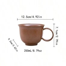 复古陶瓷咖啡杯碟套装，高品质厚陶瓷杯，家用拿铁奶泡杯，情侣水杯 - 棕色-鎏金馬克杯 - 查看 2