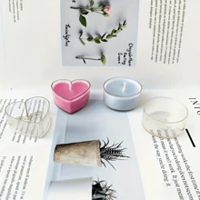 16件套茶蜡烛制作套装，3.8厘米/1.49英寸耐热塑料许愿杯托，包含2个心形、2个方形、2个圆形，10根26毫米长蜡烛芯，适用于DIY手工项目 - 茶蠟杯+燈芯 - 查看 7