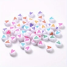 100pcs Round Acrylic Beads With Alphabet & Numbers & Heart Shape For Diy Jewelry Making Necklace & Bracelet (7x4mm) - 4*7mm Beads - View 60