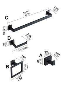 1pc Stainless Steel Towel Ring Holder, Bathroom Towel Rack - Black - View 2