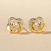 1 Cặp bông tai thời trang thanh lịch thiết kế hình hoa xoắn ốc cá nhân sáng tạo dành cho phụ nữ, đa năng - Hoa tai - Xem 12