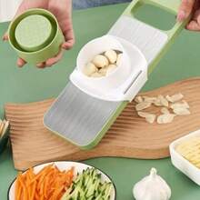 6 Pieces Stainless Steel Manual Vegetable Chopper And Slicer Set - Multifunctional Kitchen Tool For Potatoes, Garlic, Carrots - Handheld Food Processor Vegetable Slicer And Shredder - Mint Green - View 3