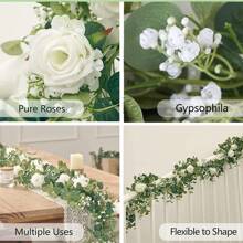 1 vòng hoa vải lụa 180cm hương khuynh diệp và hơi thở của em bé - trắng - Xem 3