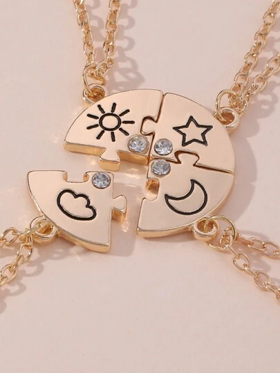 1Set Star, Moon, Sun, Cloud Pendant Necklaces, Friendship/Bestfriend Jewelry Gift
