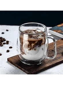 1pc, 250ml Water Cup Coffee Milk Cup Juice Cup Glass Coffee Mug, Heat Resistant High Borosilicate Glass Espresso Coffee Cups, Double Walled Insulated Water Cups, Summer Winter Drinkware, Birthday Gifts Back To School