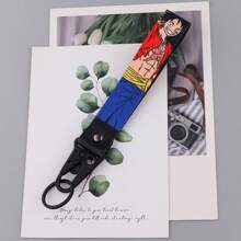 1 pezzo Portachiavi/ciondolo alla moda ed elegante con personaggi dei cartoni animati di One Piece, Monkey D. Luffy e Nami, accessorio per borsa, auto, zaino, scuola, Ognissanti, Natale, festa del papà, con anello in metallo e pelle