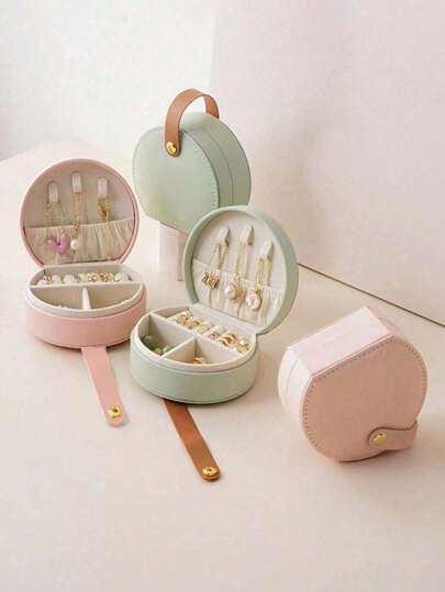 1pc Portable Jewelry Case Small Jewelry Boxes For Women Simple Home Jewelry Organizer Travel Organizer Fine Mini Storage Box For Earrings Travel Jewelry Zipper Case For Earrings Rings Necklaces Bracelets Portable Makeup Bag School Supplies Travel Essentials Ladies Dorm