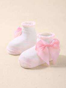 10双随机组合女童婴儿袜子，蝴蝶结装饰，袜口柔软蕾丝设计，可爱时尚，生日礼物 - 彩色 - 查看 4