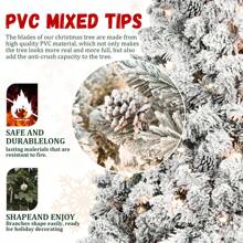 8 Ft Flocked Christmas Tree Prelit, Snow Frosted Artificial Christmas Tree With 700 UL Lights, Pine Cones & 1754 Tips, Auto Hinged Easy Setup Full Prelighted Large Christmas Tree - US A Type Plug(110-127V) - View 5