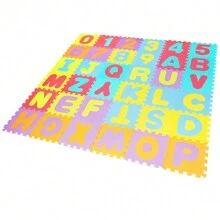 Tappetino puzzle da 36 pezzi per bambini, tappetino puzzle in schiuma, tappetino in schiuma, pannello in schiuma per bambini, tappetino puzzle, tappetino da gioco per bambini, tappetino da gioco per bambini con lettere e numeri, adatto per bambini da 1 a 6 anni