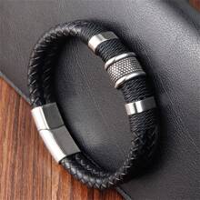 Brazalete tejido de moda para hombres, diseño clásico y versátil, regalo para padre/novio