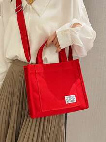 经典时尚新款多用途女士手提包、单肩包和斜挎包，容量大，艺术风格青少年书包，女士或学生书包，非常适合看书、购物、返校等 - 紅色 - 查看 2