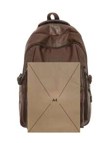 复古 PU 皮革背包可容纳 16 英寸笔记本电脑，大容量背包适用于商务、工作、大学、旅行、休闲用途徒步旅行秋季圣诞节冬季礼物节日感恩节礼物多功能书包夏季返校沙滩包复古笔记本电脑包运动生活礼品包背包旅行必备品大包春季复古包 - 彩色 - 查看 7