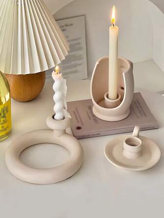 1 件欧式复古陶瓷镂空烛台，时尚客厅餐桌家居装饰，优雅香薰烛台