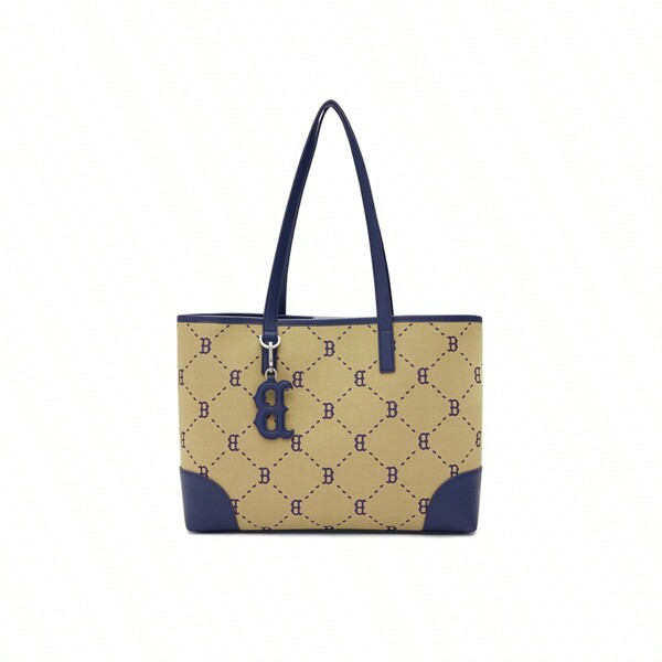 MLB Bolsa Tote Vintage Red Sox Boston, Bolsa de Ombro Esportiva Portátil, Versátil e Prática de Grande Capacidade, Modelo Unissex Regular para Casal, Cáqui