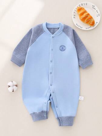 1 件装男婴舒适连体衣，双面羊毛保暖柔软，适合秋冬季