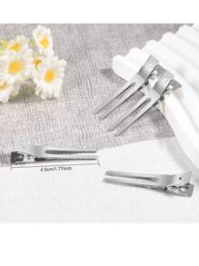 30Pack Double Prong Clips, Hairdressing Curl Setting Section Hair Clips, Metal Clips For Hair Salon, Barber, DIY, Styling - Silver - View 6