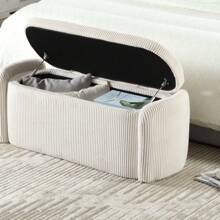 COOLMORE Storage Ottoman,Bedroom End Bench,Upholstered Fabric Storage Ottoman With Safety Hinge, Entryway Padded Footstool, Ottoman Bench For Living Room & Bedroom (Beige),ChicFurnish8 Back To School Dormitory Storage