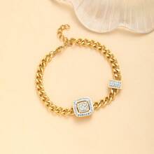 5 件/套 18K 镀金不锈钢，高端优雅钻石镶嵌，珠宝套装适合节日和生日礼物。晚餐时佩戴 - 金色 - 查看 4