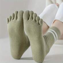 Striped Toe Socks / Simple & Comfortable Mid-Calf Toe Socks - Multicolor - View 6